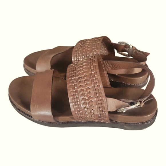 Brighton Hana Caramel Leather Celtic Knot Adorn 1" Heel Sandals Sz 8 1/2 M - Picture 9 of 9